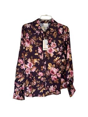 INDUSTRY Floral Button Down Shirt - Pink and Brown NWT - SIZE M